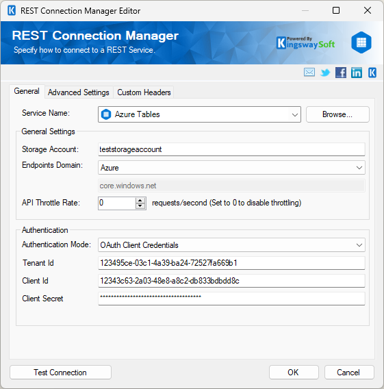 Azure Tables Connection Manager - Client Credentials Azure Tables Connection Manager - Client Credentials